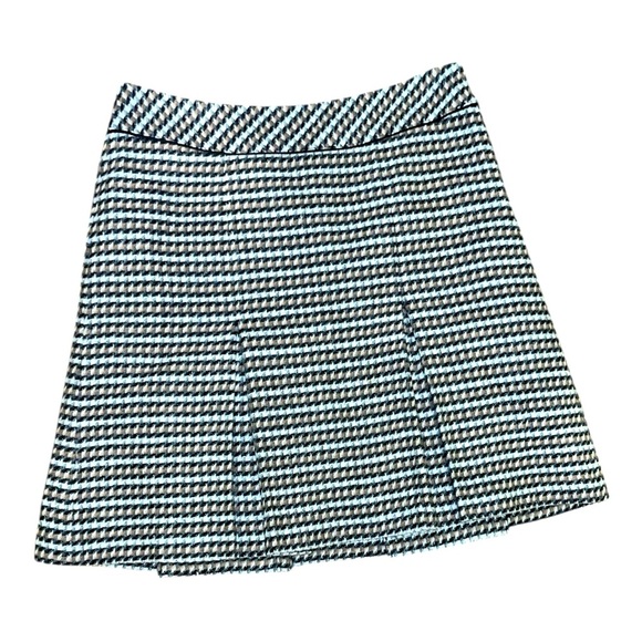 Talbots size 10 pleated wool skirt houndstooth black tan academia preppy mature - Picture 2 of 9